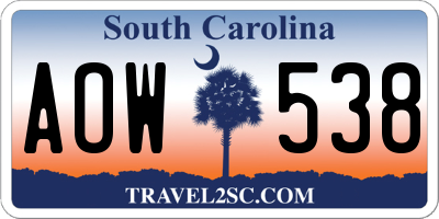 SC license plate AOW538