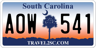 SC license plate AOW541