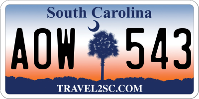 SC license plate AOW543