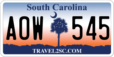 SC license plate AOW545