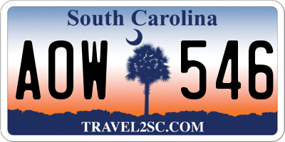 SC license plate AOW546