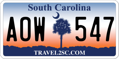 SC license plate AOW547