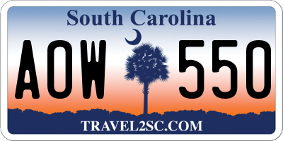 SC license plate AOW550