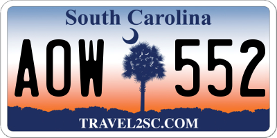 SC license plate AOW552