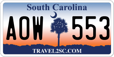 SC license plate AOW553