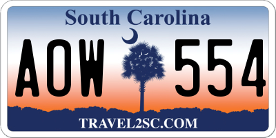 SC license plate AOW554