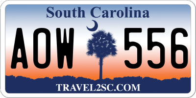 SC license plate AOW556