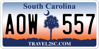 SC license plate AOW557