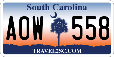 SC license plate AOW558