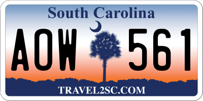 SC license plate AOW561