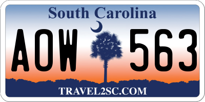 SC license plate AOW563