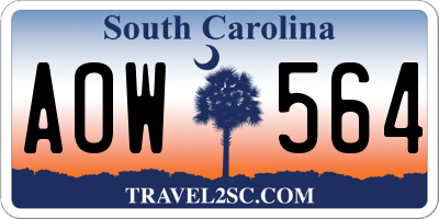 SC license plate AOW564