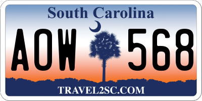 SC license plate AOW568