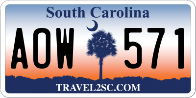 SC license plate AOW571