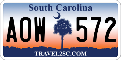 SC license plate AOW572