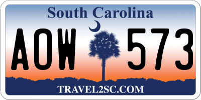 SC license plate AOW573