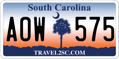 SC license plate AOW575
