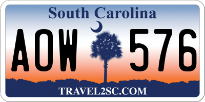 SC license plate AOW576