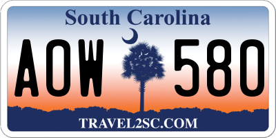 SC license plate AOW580