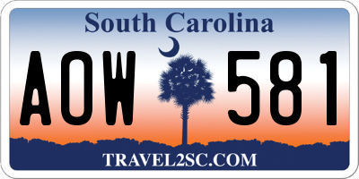 SC license plate AOW581