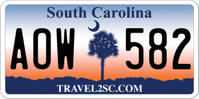 SC license plate AOW582