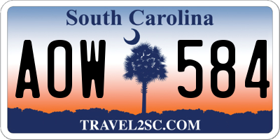 SC license plate AOW584