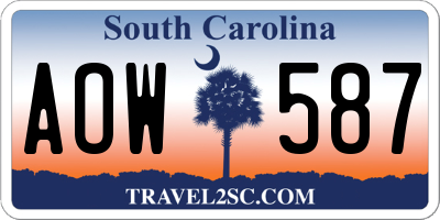 SC license plate AOW587