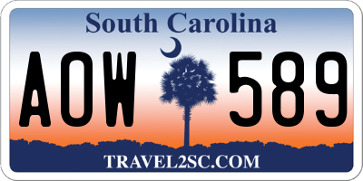 SC license plate AOW589