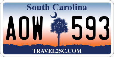 SC license plate AOW593