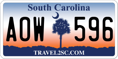 SC license plate AOW596
