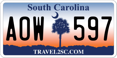 SC license plate AOW597