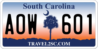SC license plate AOW601