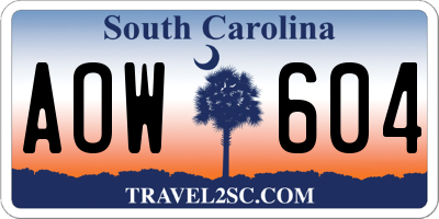 SC license plate AOW604