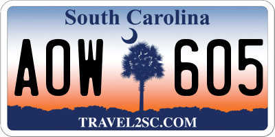 SC license plate AOW605