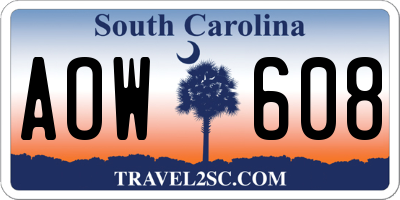 SC license plate AOW608