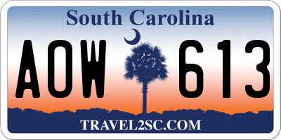SC license plate AOW613