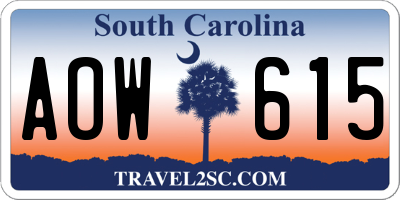SC license plate AOW615