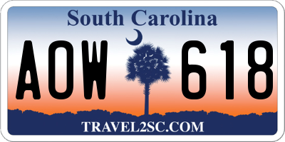 SC license plate AOW618