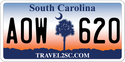 SC license plate AOW620