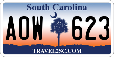 SC license plate AOW623