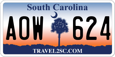 SC license plate AOW624