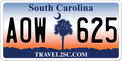 SC license plate AOW625