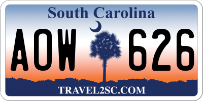 SC license plate AOW626