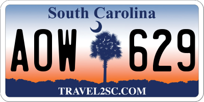 SC license plate AOW629