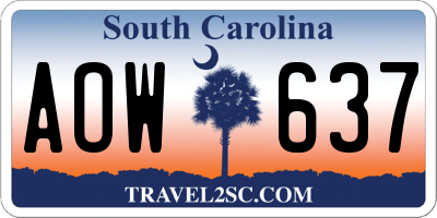 SC license plate AOW637