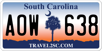SC license plate AOW638