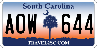 SC license plate AOW644