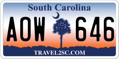 SC license plate AOW646