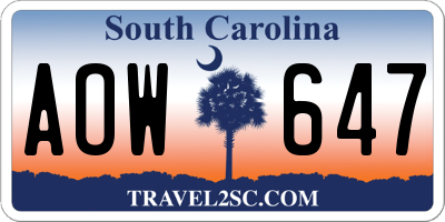 SC license plate AOW647