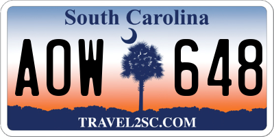 SC license plate AOW648